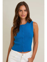 Load image into Gallery viewer, Blue Button Down Ribbed Sweater Top
