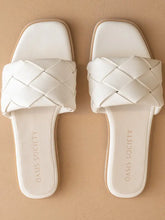 Load image into Gallery viewer, White Woven Slide Sandal
