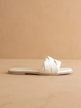 Load image into Gallery viewer, White Woven Slide Sandal
