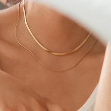 Load image into Gallery viewer, Gold Layered Flat Chain Necklace
