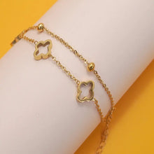 Load image into Gallery viewer, Layered Gold Clover Bracelet
