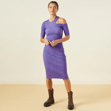 Load image into Gallery viewer, Twotone Rib Sweater Midi Dress
